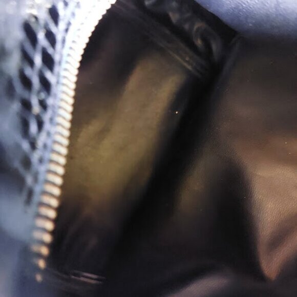 Black Lacquered Look Faux Snake Skin Shoulder Bag - Picture 8 of 9